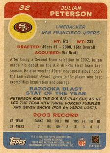 2004 Bazooka - Minis #32 Julian Peterson Back