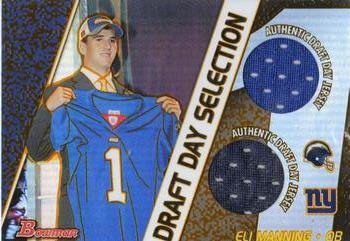 2004 Bowman - Draft Day Selections Relics #DJD-EM Eli Manning Front