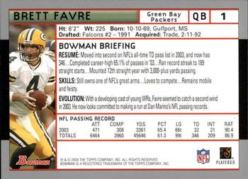2004 Bowman - First Edition #1 Brett Favre Back
