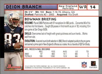 2004 Bowman - First Edition #14 Deion Branch Back