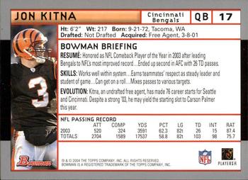 2004 Bowman - First Edition #17 Jon Kitna Back