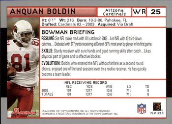 2004 Bowman - First Edition #25 Anquan Boldin Back
