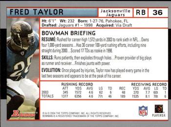 2004 Bowman - First Edition #36 Fred Taylor Back