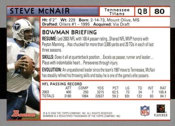 2004 Bowman - First Edition #80 Steve McNair Back
