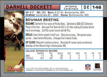 2004 Bowman - First Edition #146 Darnell Dockett Back