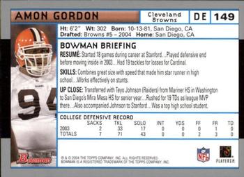 2004 Bowman - First Edition #149 Amon Gordon Back