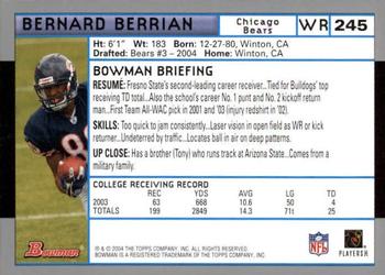 2004 Bowman - First Edition #245 Bernard Berrian Back