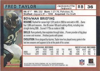 2004 Bowman - Gold #36 Fred Taylor Back