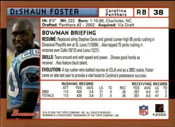 2004 Bowman - Gold #38 DeShaun Foster Back
