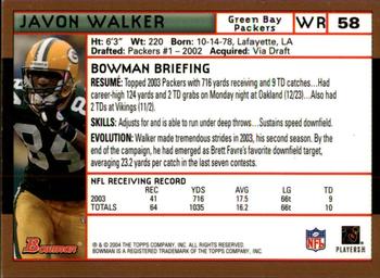 2004 Bowman - Gold #58 Javon Walker Back