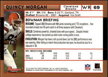 2004 Bowman - Gold #69 Quincy Morgan Back