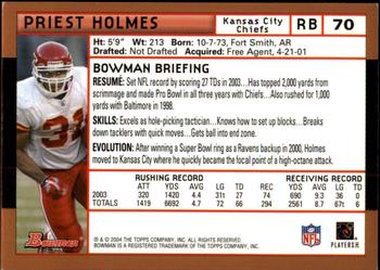 2004 Bowman - Gold #70 Priest Holmes Back