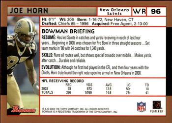 2004 Bowman - Gold #96 Joe Horn Back