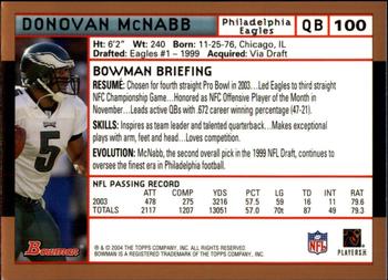 2004 Bowman - Gold #100 Donovan McNabb Back