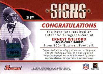 2004 Bowman - Signs of the Future Autographs #SF-EW Ernest Wilford Back