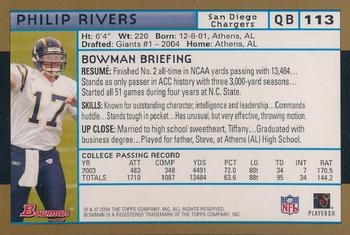 2004 Bowman - Uncirculated Gold #113 Philip Rivers Back