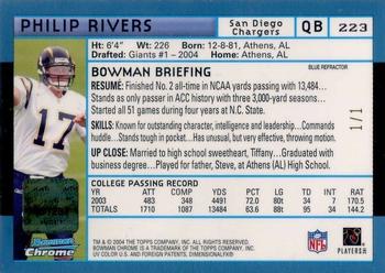 2004 Bowman Chrome - Blue Refractors #223 Philip Rivers Back