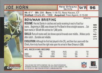 2004 Bowman Chrome - Refractors #96 Joe Horn Back
