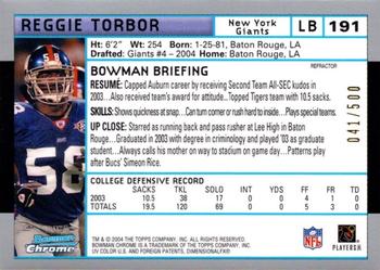 2004 Bowman Chrome - Refractors #191 Reggie Torbor Back