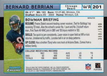 2004 Bowman Chrome - Refractors #201 Bernard Berrian Back