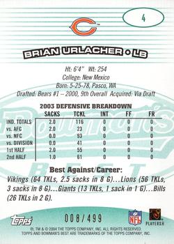 2004 Bowman's Best - Green #4 Brian Urlacher Back