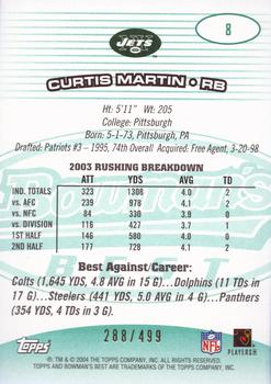2004 Bowman's Best - Green #8 Curtis Martin Back
