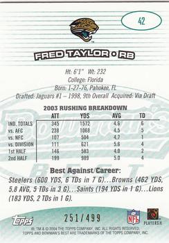2004 Bowman's Best - Green #42 Fred Taylor Back