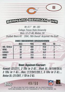 2004 Bowman's Best - Red #101 Bernard Berrian Back