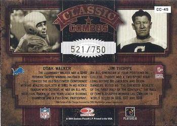 2004 Donruss Classics - Classic Singles/Combos/Triples #CC-45 Doak Walker / Jim Thorpe Back