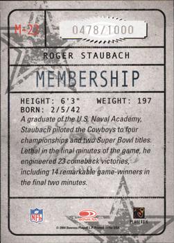 2004 Donruss Classics - Membership #M-22 Roger Staubach Back