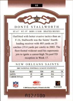 2004 Donruss Classics - Timeless Tributes Red #60 Donte Stallworth Back