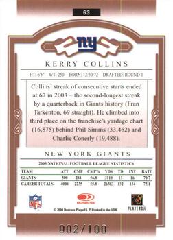 2004 Donruss Classics - Timeless Tributes Red #63 Kerry Collins Back