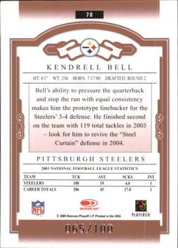 2004 Donruss Classics - Timeless Tributes Red #78 Kendrell Bell Back