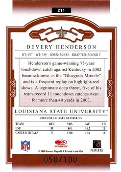 2004 Donruss Classics - Timeless Tributes Red #211 Devery Henderson Back
