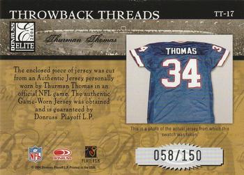 2004 Donruss Elite - Throwback Threads #TT-17 Thurman Thomas Back