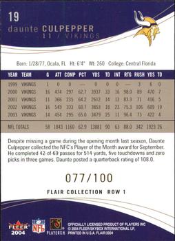 2004 Flair - Collection Row 1 #19 Daunte Culpepper Back