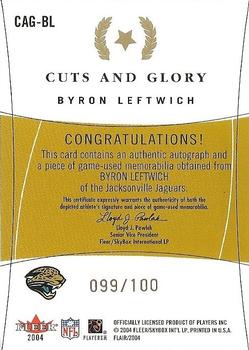 2004 Flair - Cuts and Glory Bronze #CAG-BL Byron Leftwich Back