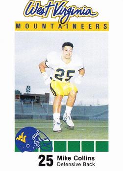 1990 West Virginia Mountaineers Program Cards #NNO Mike Collins Front