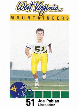 1990 West Virginia Mountaineers Program Cards #NNO Joe Pabian Front