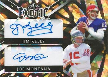 2023 Leaf Exotic - Dual Autographs Crystal Butterfly #DA-8 Jim Kelly / Joe Montana Front