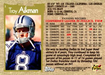1996 Topps #1 Troy Aikman Back