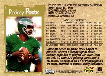 1996 Topps #5 Rodney Peete Back