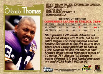 1996 Topps #15 Orlando Thomas Back