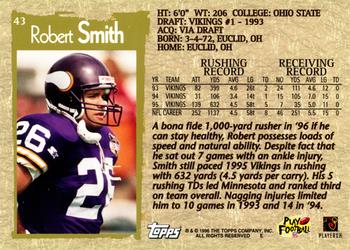 1996 Topps #43 Robert Smith Back