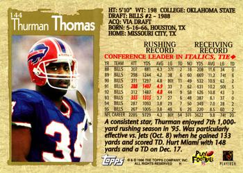 1996 Topps #144 Thurman Thomas Back