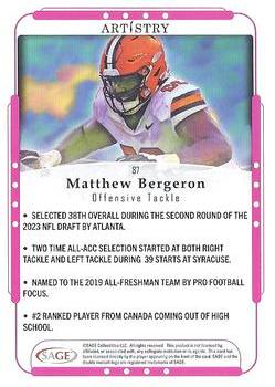 2023 SAGE Artistry - Gold #87 Matthew Bergeron Back