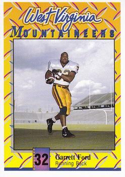 1992 West Virginia Mountaineers Program Cards #16 Garrett Ford Jr. Front