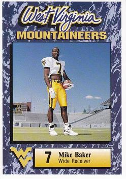 1993 West Virginia Mountaineers Big East Champions #3 Mike Baker Front