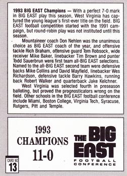 1993 West Virginia Mountaineers Big East Champions #13 1993 Big East Championship Trophy Back