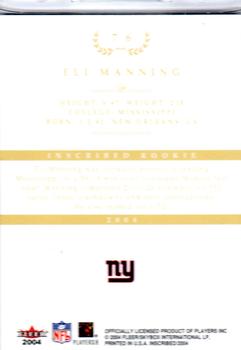 2004 Fleer Inscribed - Black Border Gold #76 Eli Manning Back